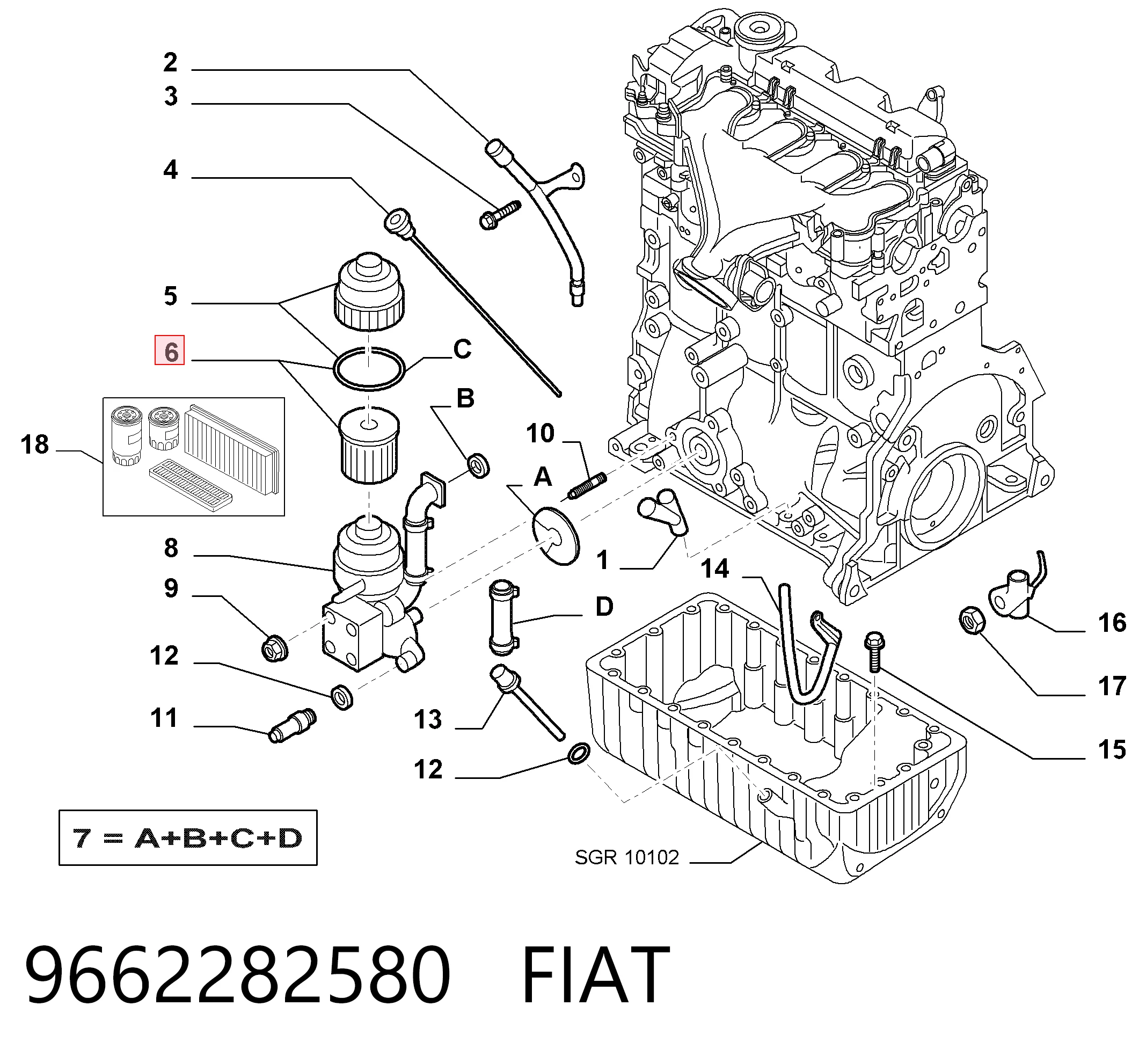 Фильтр масляный FIAT 9662282580