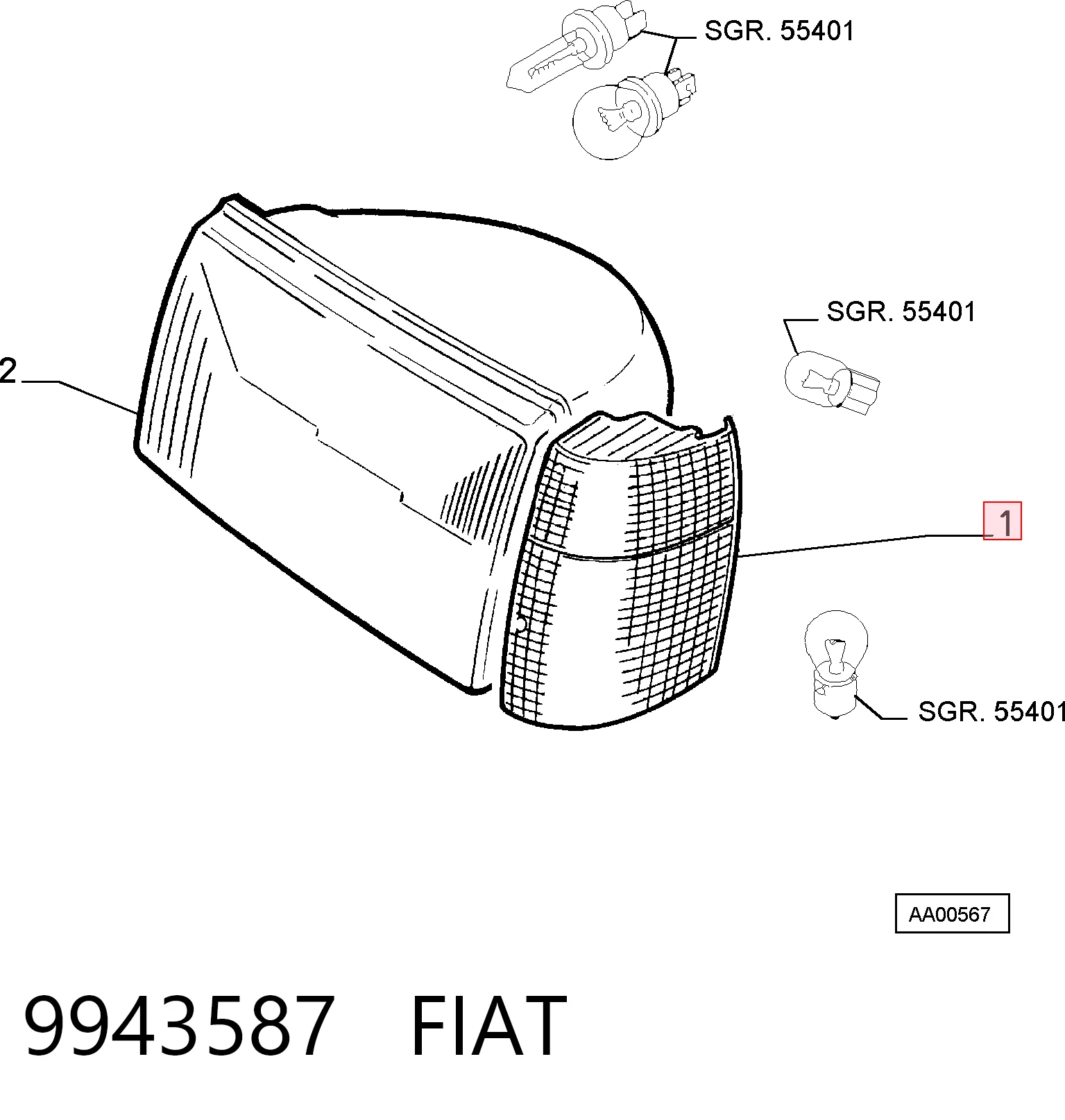 Передний фонарь указателя поворота на Fiat Uno  146A