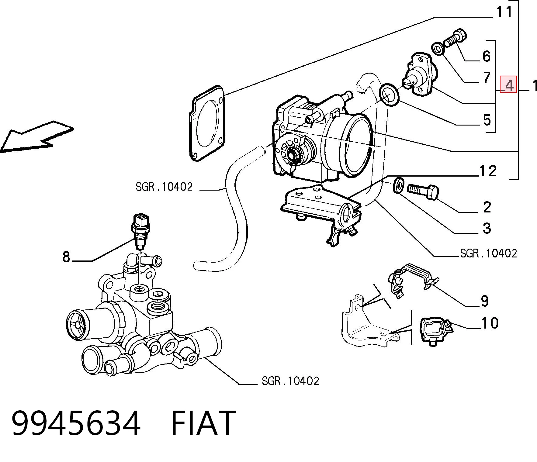 9945634 Fiat/Alfa/Lancia Датчик положения дроссельной заслонки