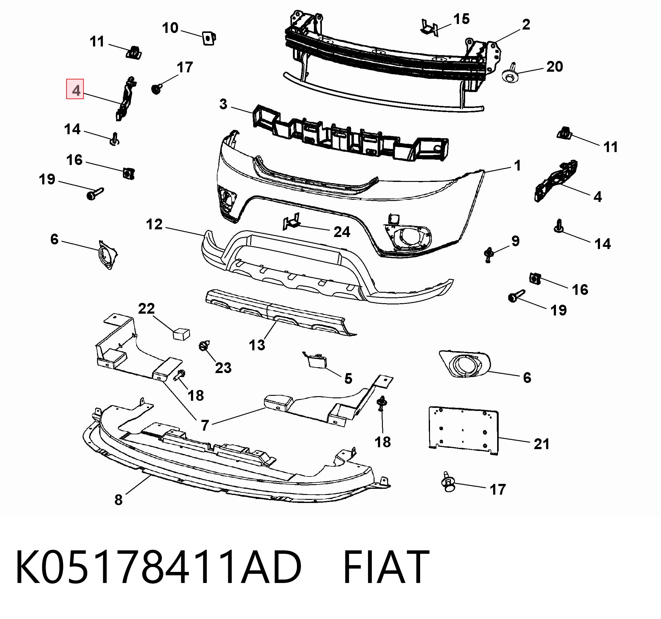 Кронштейн бампера переднего левый PDG44006L KLARKSONAS