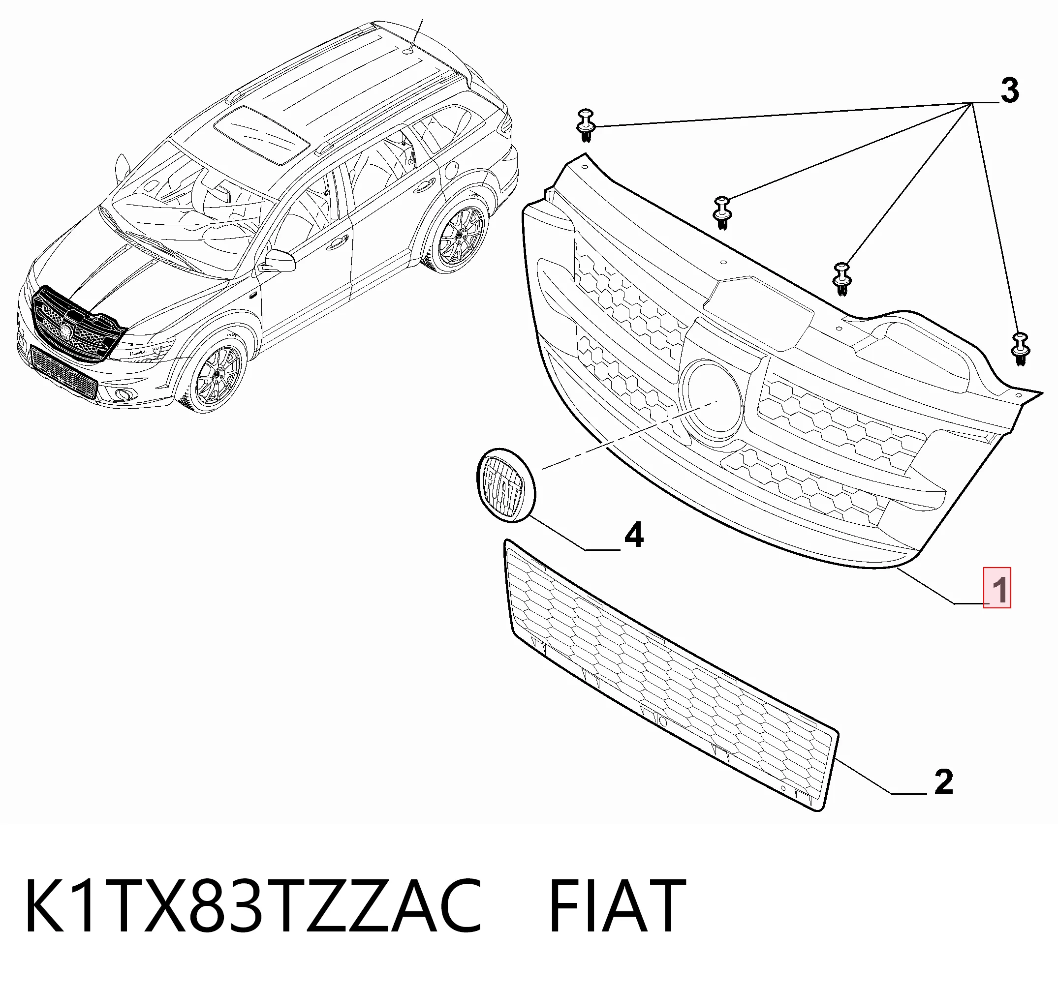 1TX83TZZAB Chrysler Решетка радиатора