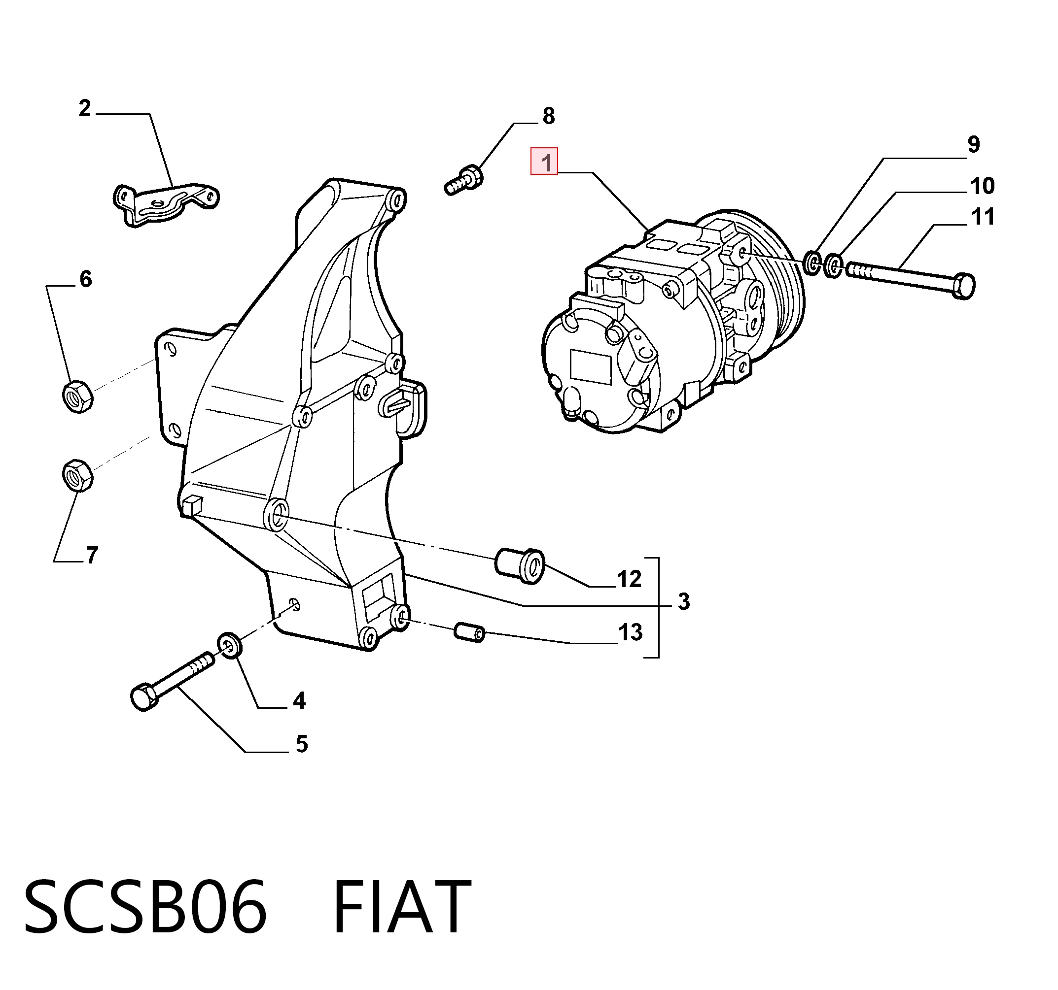 SCSB06 Fiat/Alfa/Lancia Компрессор хладагента