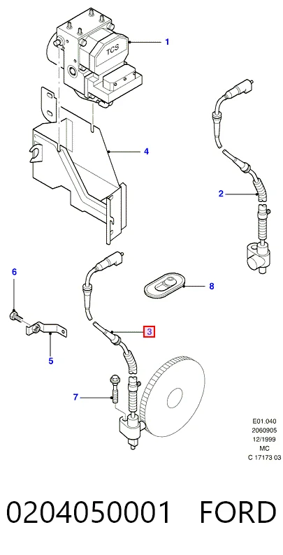 0204050001 Ford Датчик АБС (ABS) задний