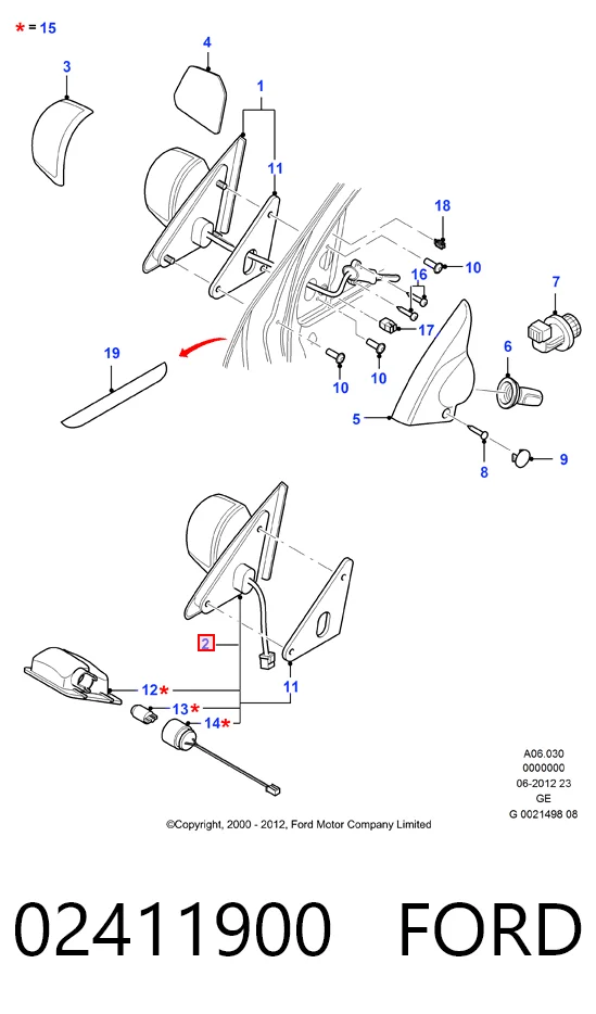 Левое боковое зеркало на Ford Mondeo III B4Y
