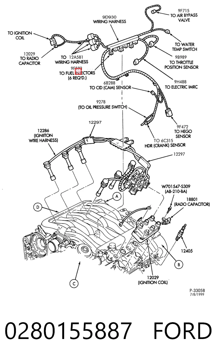 0280155887 Ford Топливные форсунки