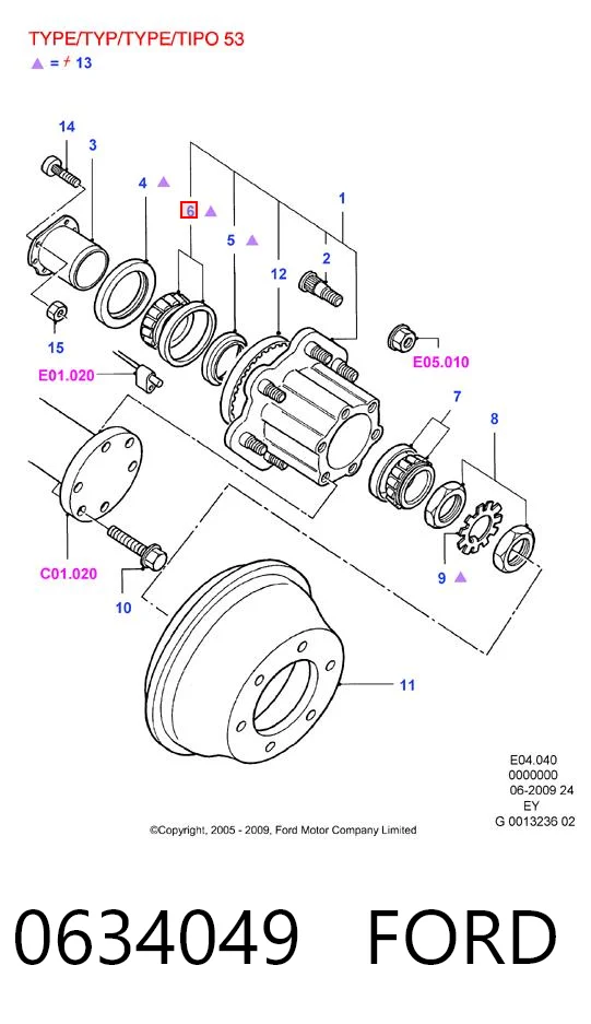 0634049 Ford Подшипник ступицы задней