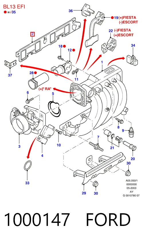 Прокладка всасывающего коллектора Ford Ka хэтчбек (RBT) (1996 - 2008) цена, от 15.15 USD