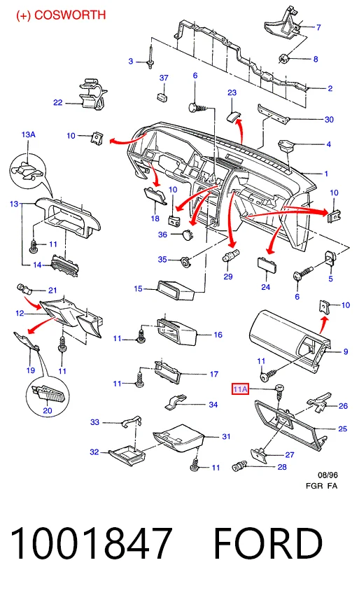 Боковая часть передняя правая Ford Escort VII хэтчбек (GAL, AAL, ABL) (1995 - 1998) цена, от 26.86 USD