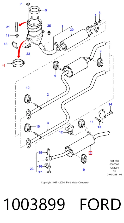 Выхлопная труба на Ford Fiesta COURIER J5S, J3S