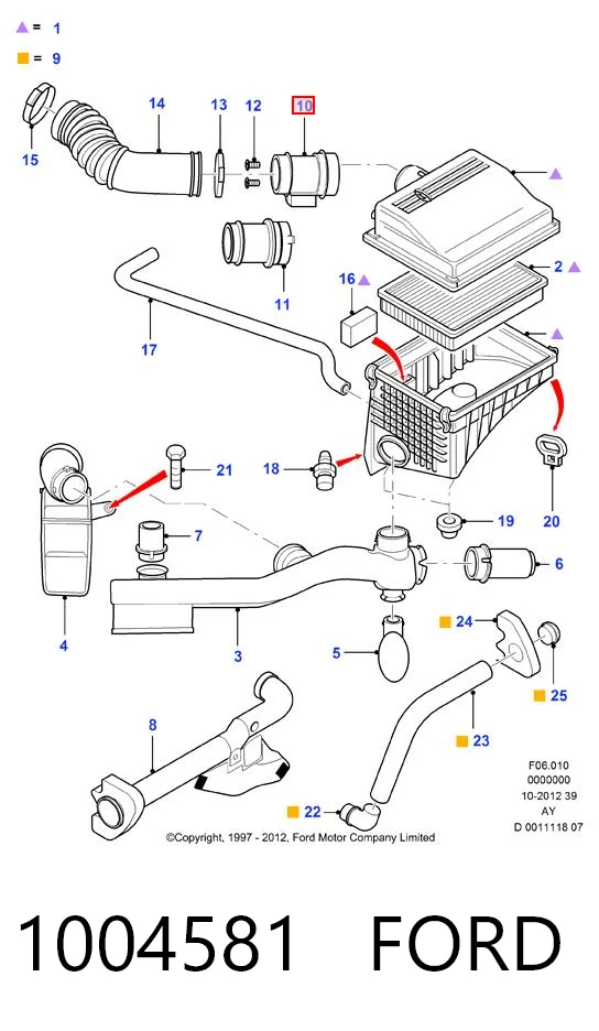 1004581 Ford Датчик расхода воздуха