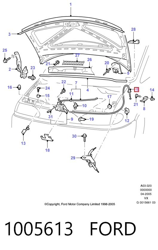 Трос открывания капота Ford Galaxy WGR