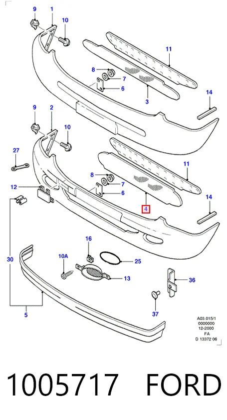 Центральная решетка переднего бампера на Ford Escort VII GAL, AAL, ABL