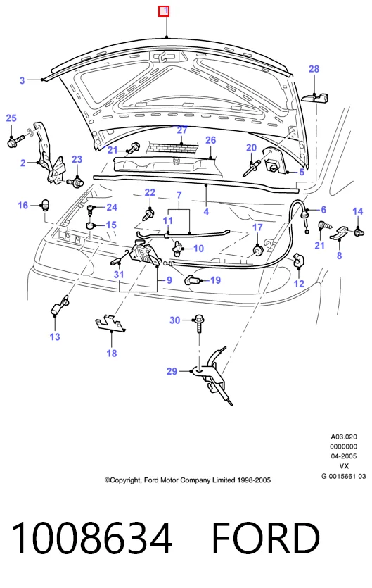 Капот Ford Galaxy I VX минивэн (WGR) (1994 - 2000) цена, от 42.37 USD