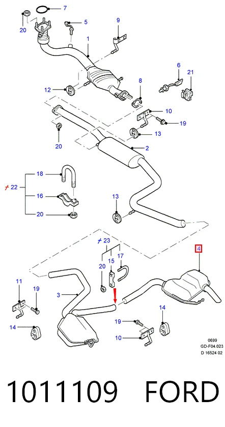 Выхлоп задний Ford Mondeo I хэтчбек (GBP) (1993 - 1996) цена, от 57.32 USD