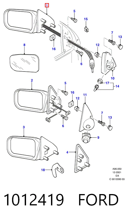 Наружное зеркало правое Ford Fiesta Mk4 хэтчбек (JAS, JBS) (1996 - 2002) цена, от 18.51 USD