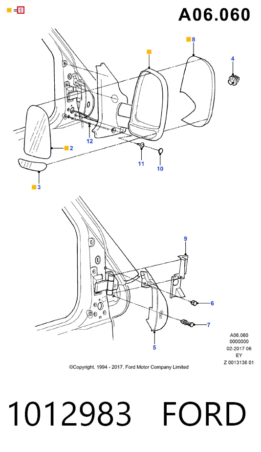 Наружное зеркало правое Ford Transit IV фургон (E) (1994 - 2000) цена, от 40.37 USD