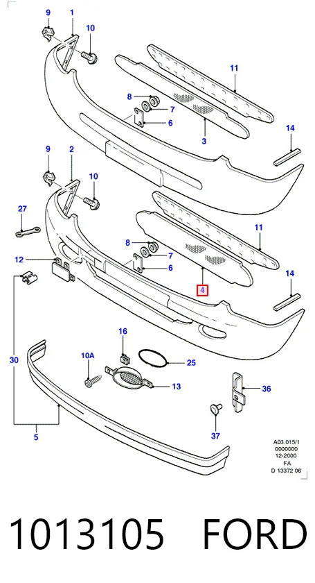 Решетка бампера переднего центральная Ford Escort VII хэтчбек (GAL, AAL, ABL) (1995 - 1998) цена, от 8.49 USD