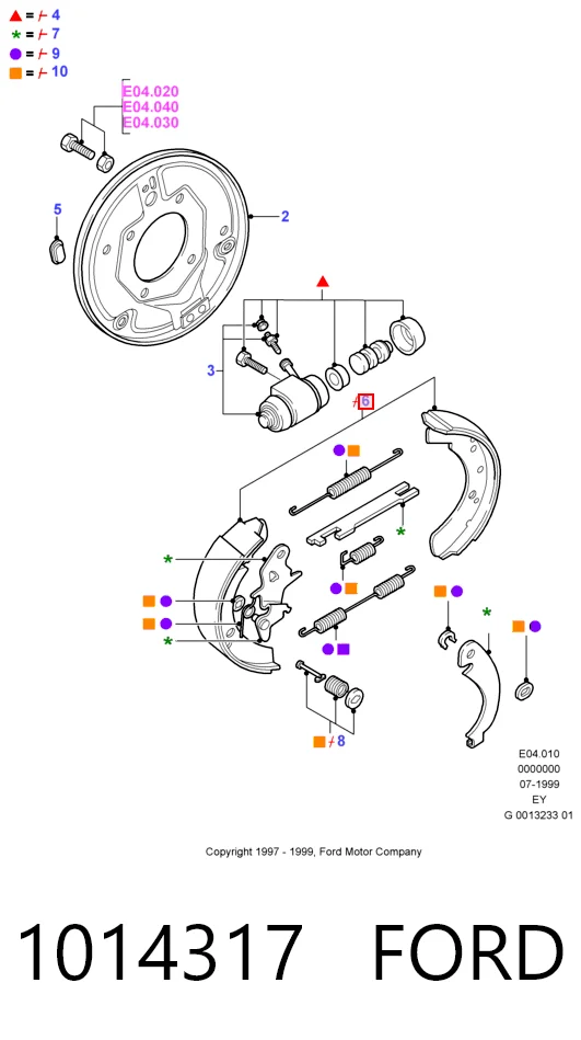 1014317 Ford Барабанные тормозные колодки