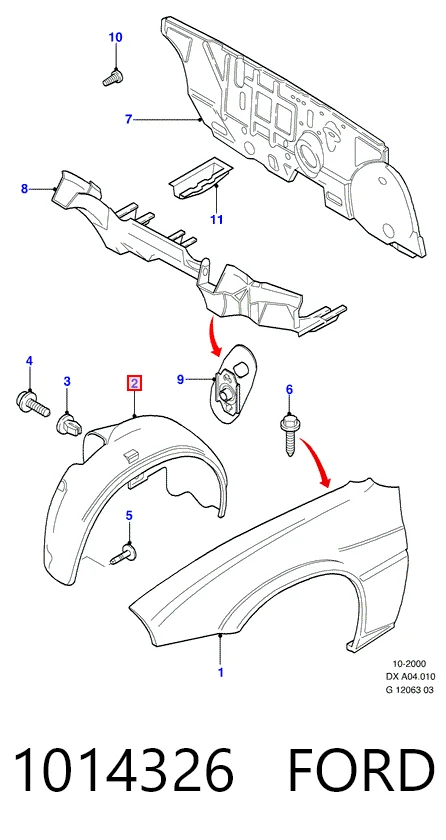 Подкрылок передний левый на Ford Fiesta Mk4 JAS, JBS