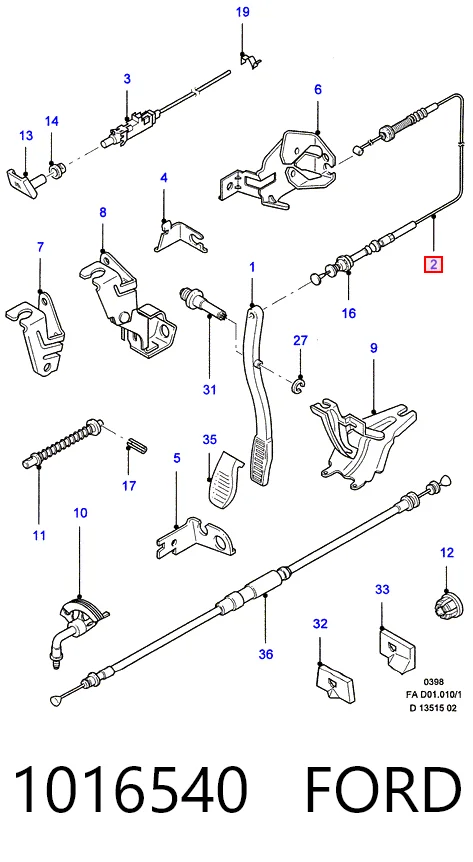 Трос акселератора на Ford Escort VI GAL