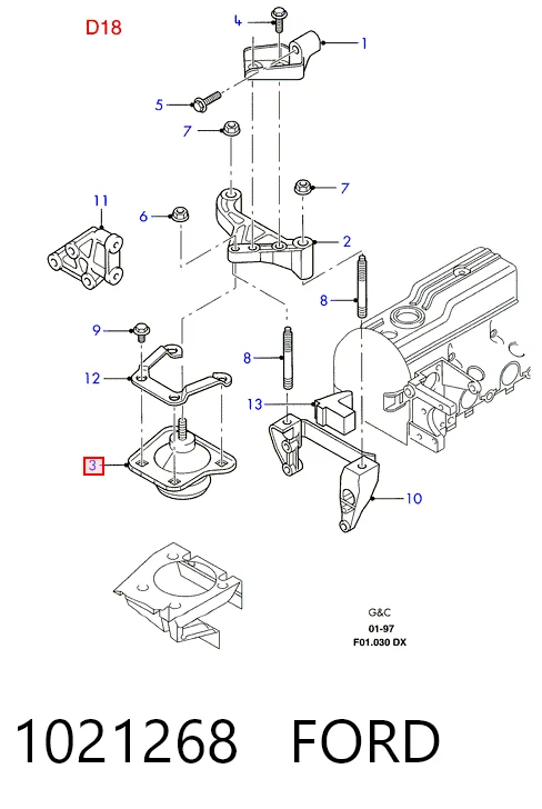  Правая подушка двигателя Ford Fiesta 