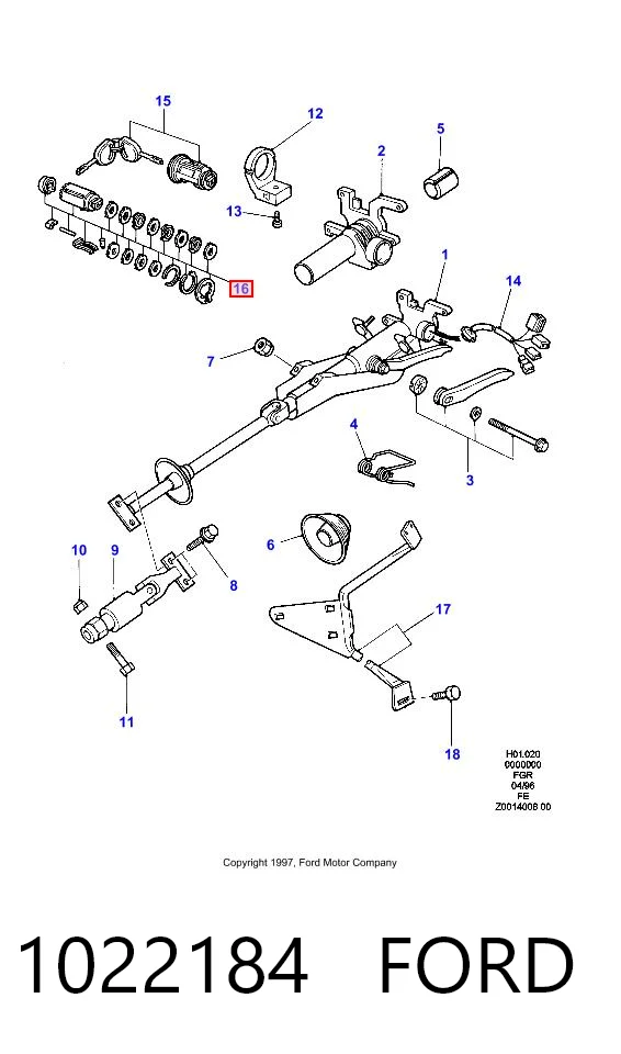 1022184 Ford Личинка замка зажигания