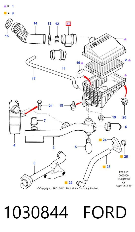 1030844 Ford Датчик расхода воздуха