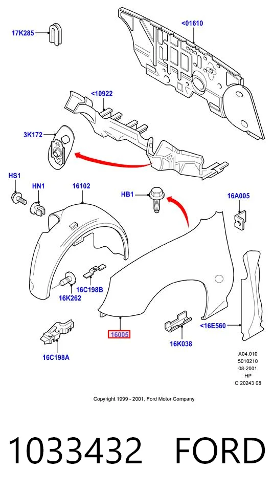 1033432 Ford Переднее правое крыло