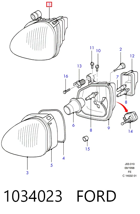  Левая фара Ford Scorpio 2