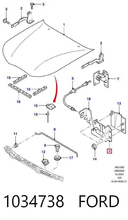 Запор капота (замок и привод замка капота) на Ford Mondeo II BFP