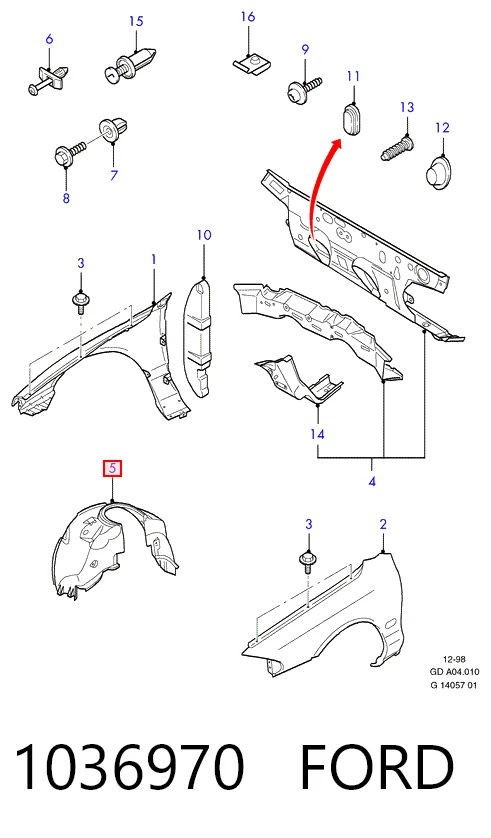 Подкрылок крыла переднего левый Ford Mondeo II седан (BFP) (1996 - 2000) цена, от 14.44 USD