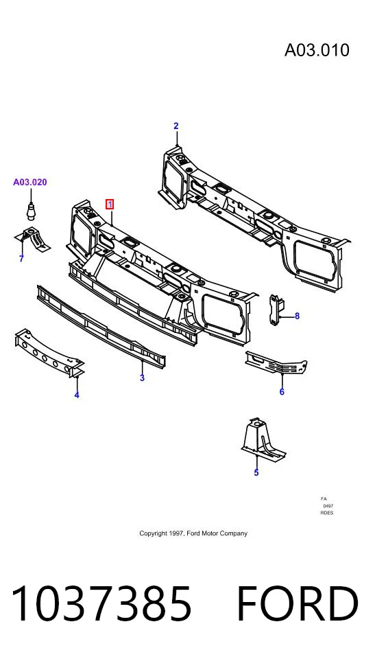 Панель передняя Ford Escort VII хэтчбек (GAL, AAL, ABL) (1995 - 1998) цена, от 34.21 USD