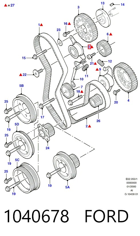 Ролик натяжителя ремня ГРМ на Ford Mondeo II BFP