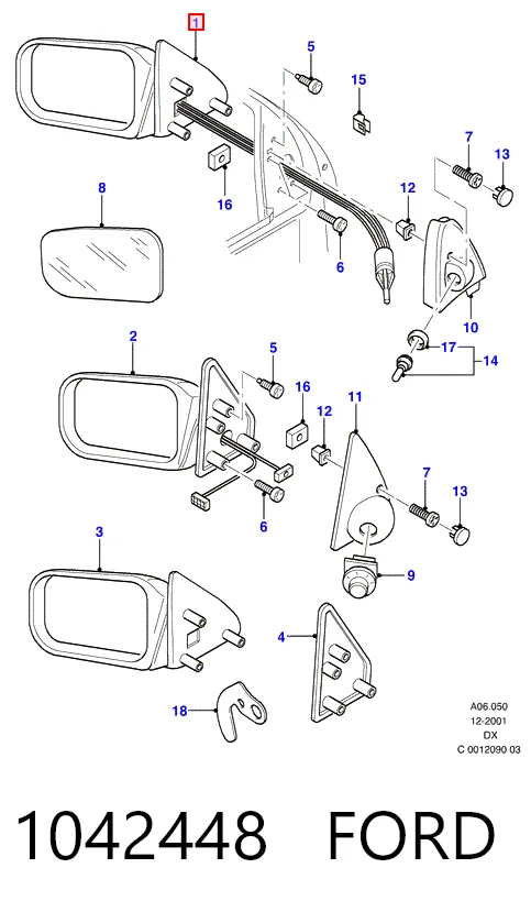 Зеркало заднего вида, левое Ford Fiesta Mk4 хэтчбек (JAS, JBS) (1996 - 2002) цена, от 17.48 USD