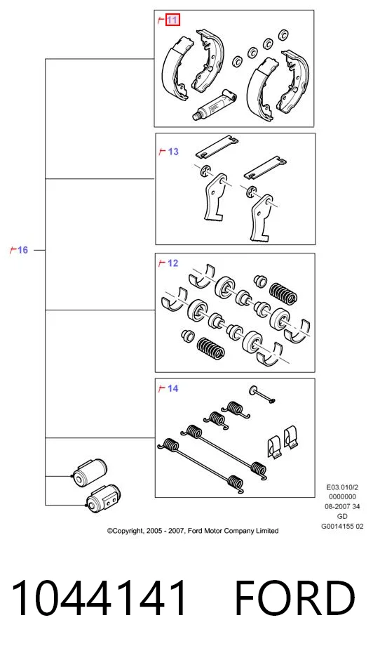 1044141 Ford Барабанные тормозные колодки