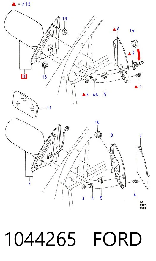 Зеркало заднего вида, левое Ford Escort VII хэтчбек (GAL, AAL, ABL) (1995 - 1998) цена, от 20.91 USD