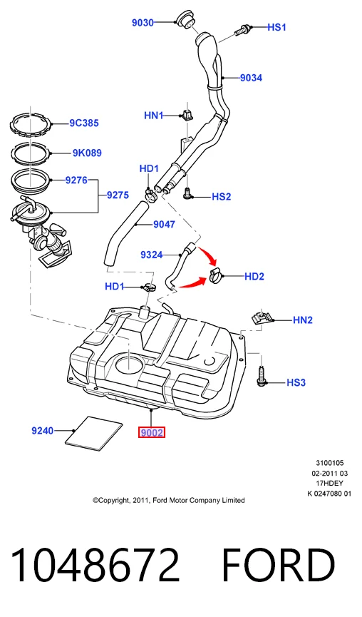 Бак топливный на Ford Fiesta Mk4 JAS, JBS