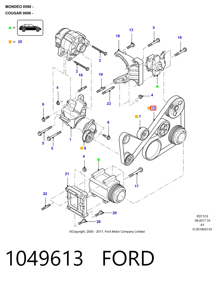 1049613 Ford Поликлиновый ремень