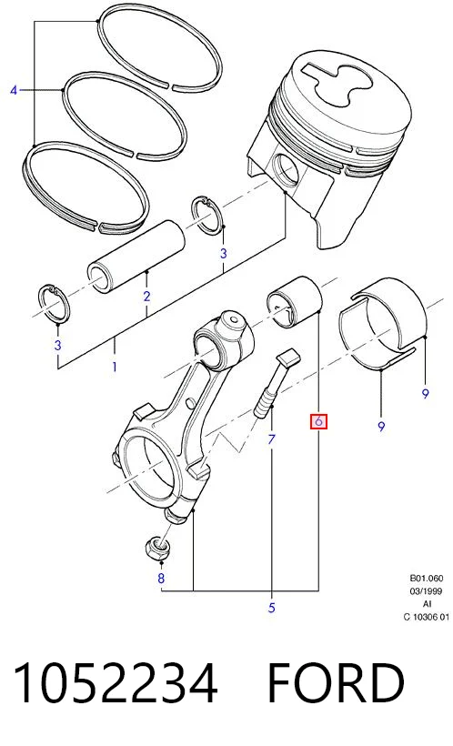 1052234 Ford Втулка верхней головки шатуна