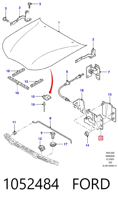 Замок капота Ford Mondeo II седан (BFP) (1996 - 2000) цена, от 22.60 USD
