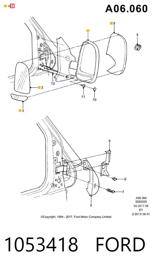 1053418 Ford Левое боковое зеркало