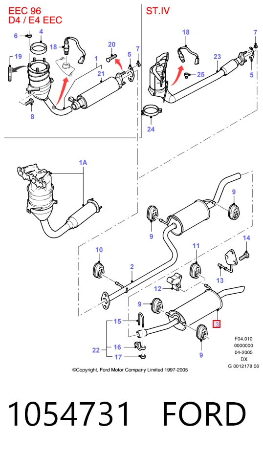 1E0740500 Mazda Выхлопная труба