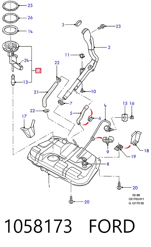 Датчик уровня топлива в баке на Ford Fiesta COURIER J5S, J3S