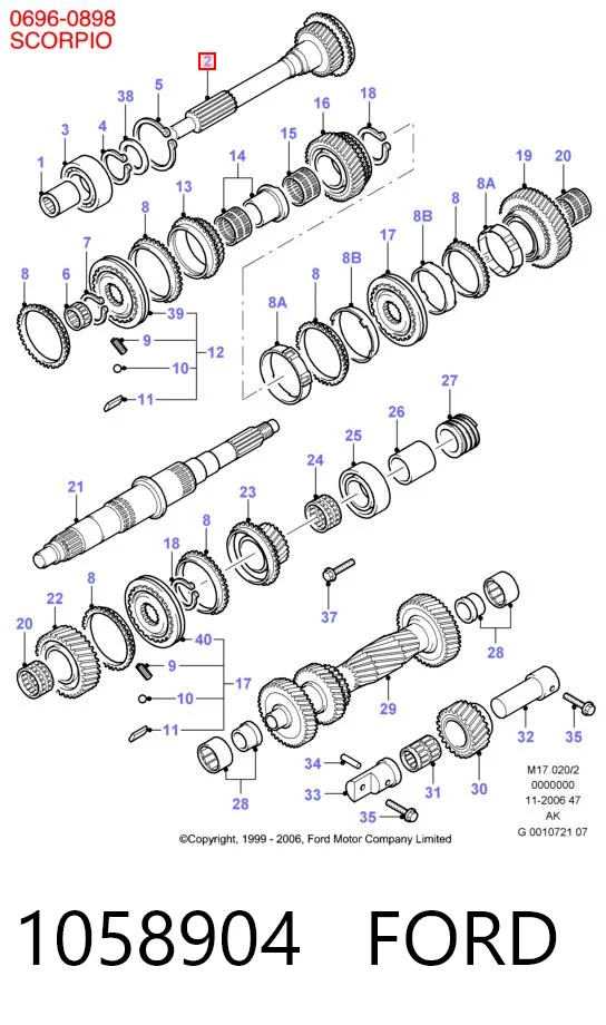 1058904 Ford Вал коробки передач первичный