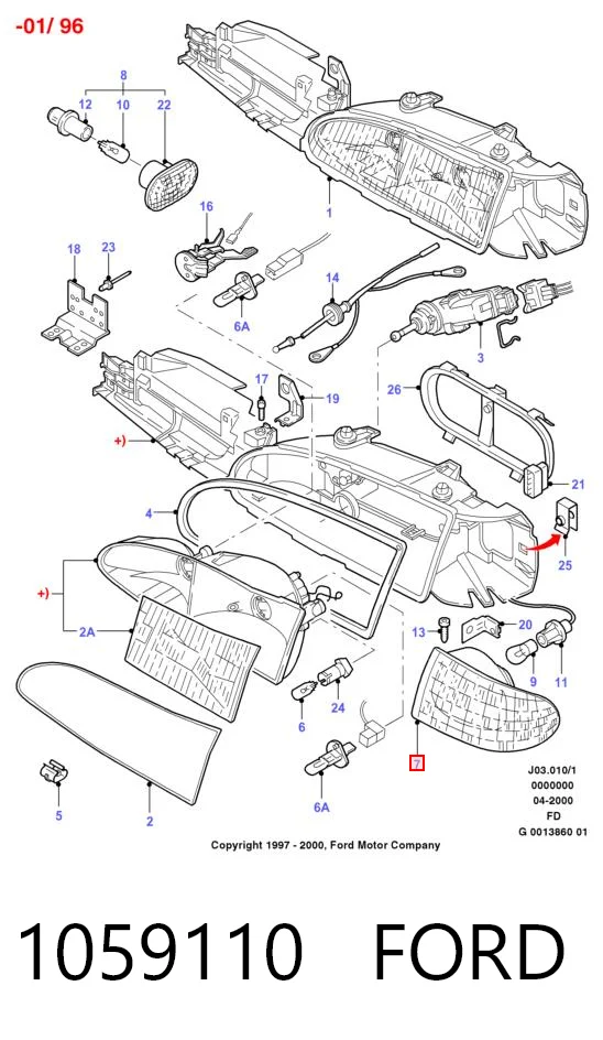 Правый указатель поворота Ford Mondeo I хэтчбек (GBP) (1993 - 1996) цена, от 6.75 USD