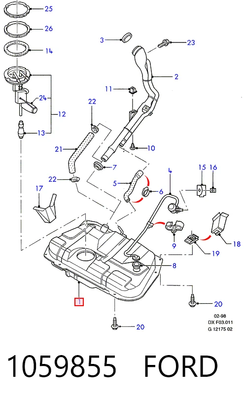 Бензобак Ford Fiesta COURIER фургон (J5S, J3S) (1996 - 2002) цена, от 200.64 USD