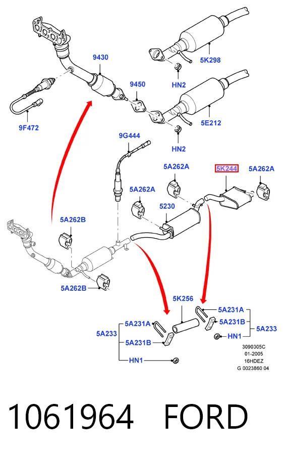 Выхлоп задний Ford Focus I хэтчбек (DAW, DBW) (1998 - 2004) цена, от 57.36 USD