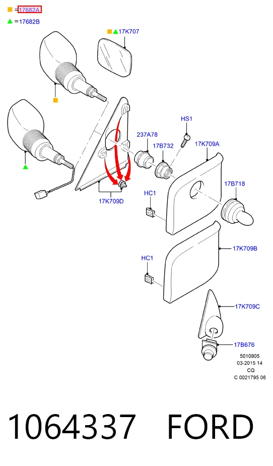 Зеркало заднего вида, левое Ford Ka хэтчбек (RBT) (1996 - 2008) цена, от 30.41 USD