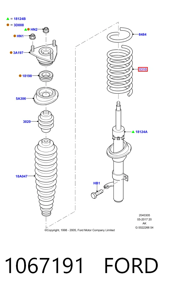 1067191 Ford Пружина передней подвески