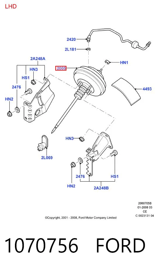 1070756 Ford Усилитель тормоза вакуумный
